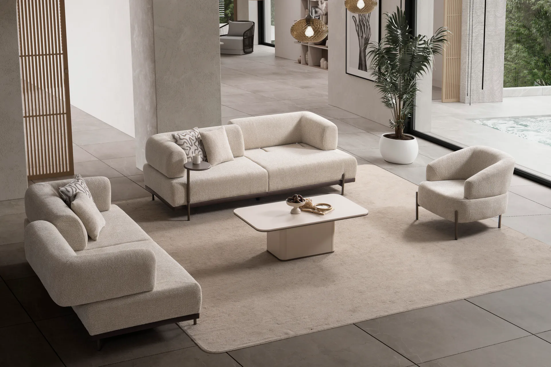 Verona Krem Koltuk Takımı